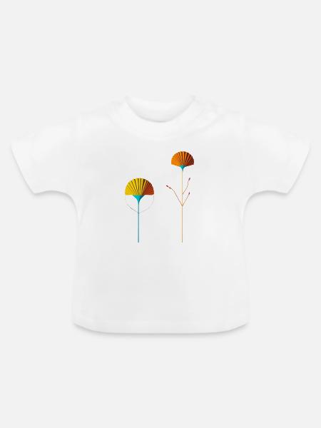 Abstrakte Farbblütenfächer - Baby Bio-T-Shirt mit Rundhals - Weiß