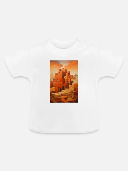 Wüstenlandschaft, Wüstendorf - Baby Bio-T-Shirt mit Rundhals - Weiß