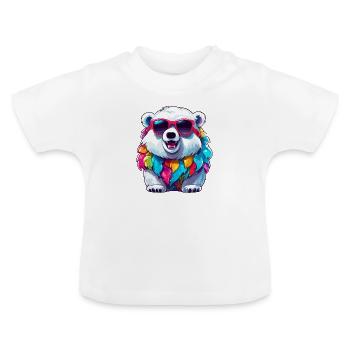 Ours polaire / Animal / Pôle Nord / hiver / enfantin / mignon - T-shirt bio col rond Bébé - blanc - Devant