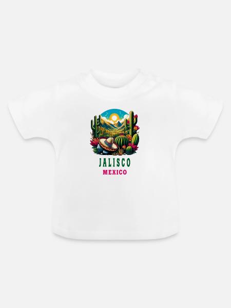 Jalisco Mexiko Kaktus Wüsten Design - Baby Bio-T-Shirt mit Rundhals - Weiß