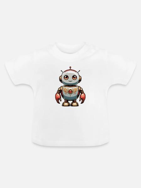 Robot - Baby Bio-T-Shirt mit Rundhals - Weiß