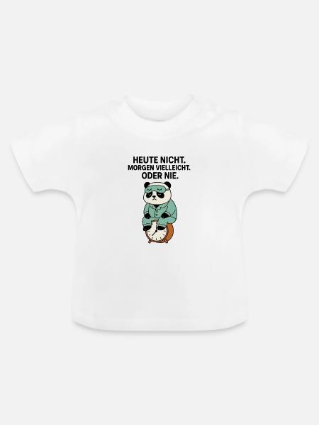 Panda im Pyjama auf Wecker - Baby Bio-T-Shirt mit Rundhals - Weiß