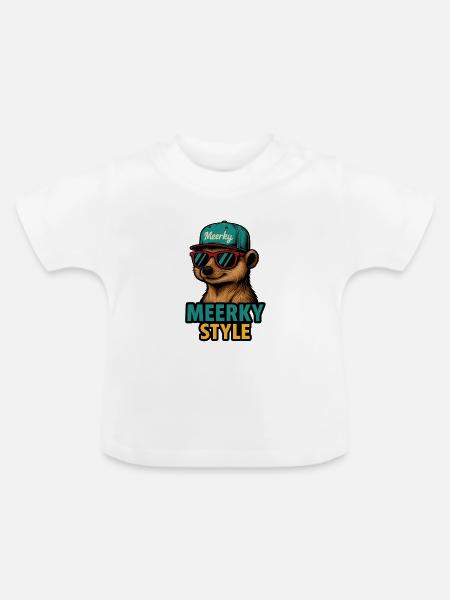 Meerky Style - Baby Bio-T-Shirt mit Rundhals - Weiß