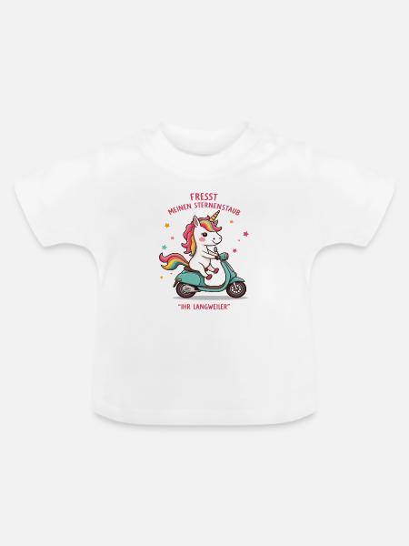 Roller-Einhorn - Baby Bio-T-Shirt mit Rundhals - Weiß