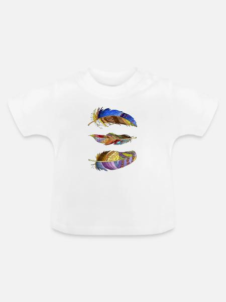 Feder - Baby Bio-T-Shirt mit Rundhals - Weiß