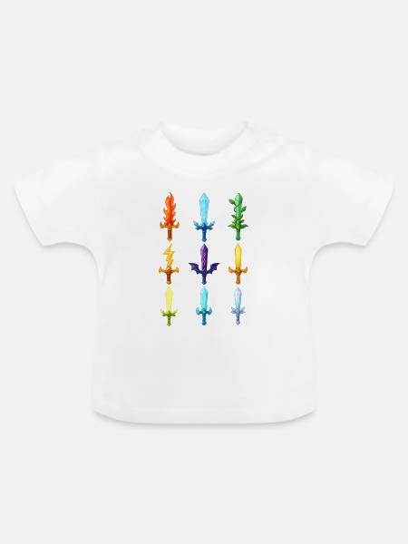 Bunte Fantasy Schwerter Design - Baby Bio-T-Shirt mit Rundhals - Weiß