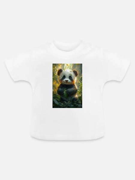 Illustration eines Pandas - Baby Bio-T-Shirt mit Rundhals - Weiß