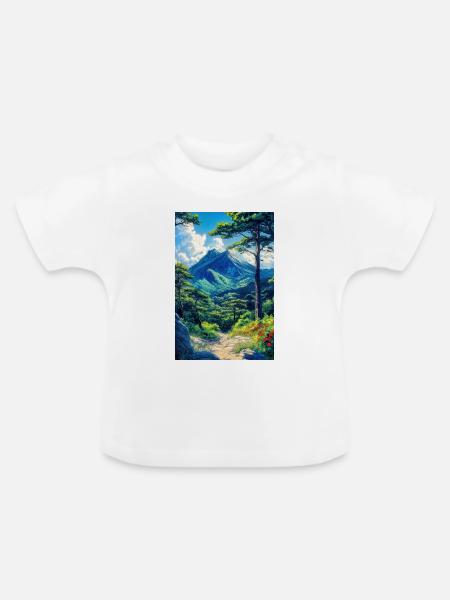 Illustration einer Naturlandschaft - Baby Bio-T-Shirt mit Rundhals - Weiß