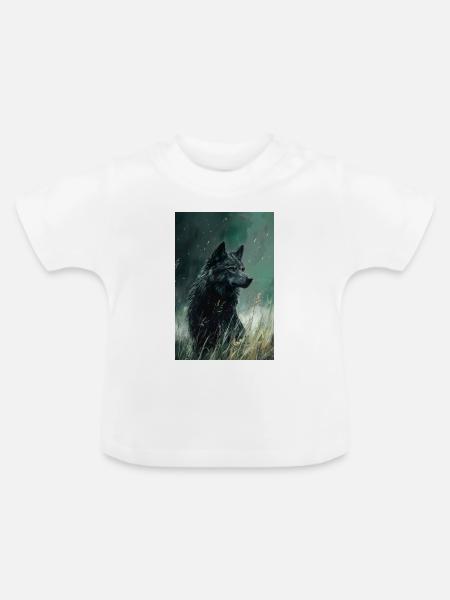 Illustration eines Wolfes - Baby Bio-T-Shirt mit Rundhals - Weiß