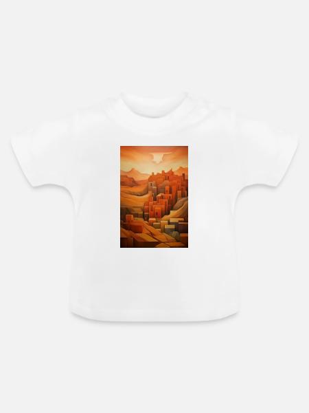 Illustration einer Wüstenlandschaft - Baby Bio-T-Shirt mit Rundhals - Weiß