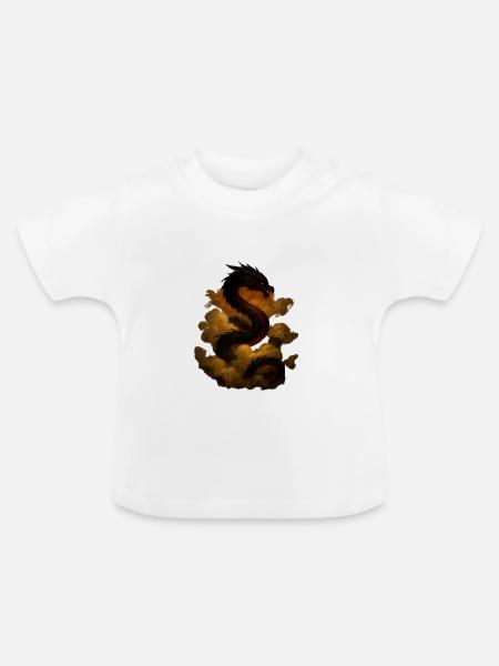 Wolkendrache im Himmel - Baby Bio-T-Shirt mit Rundhals - Weiß