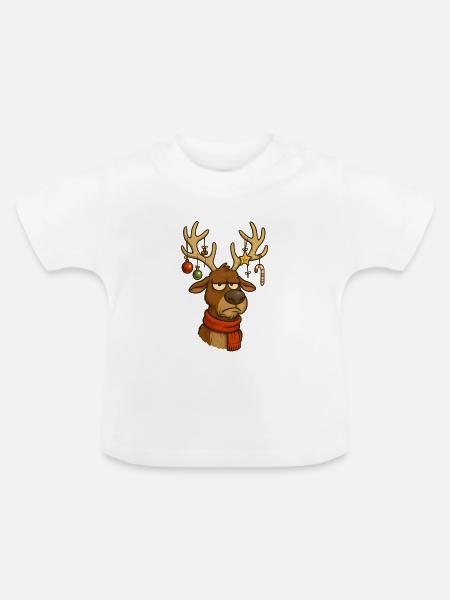 Genervtes Rentier zu Weihnachten - Baby Bio-T-Shirt mit Rundhals - Weiß