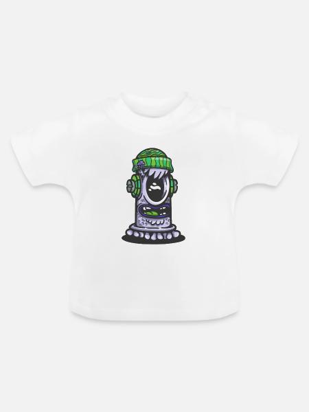 Retro Green Monster Lamp - Baby Bio-T-Shirt mit Rundhals - Weiß