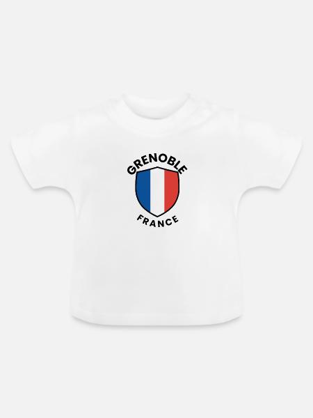 Grenoble Shield Frankreich - Baby Bio-T-Shirt mit Rundhals - Weiß