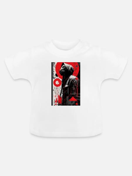 Rote Graffiti-Gasmaske - Baby Bio-T-Shirt mit Rundhals - Weiß