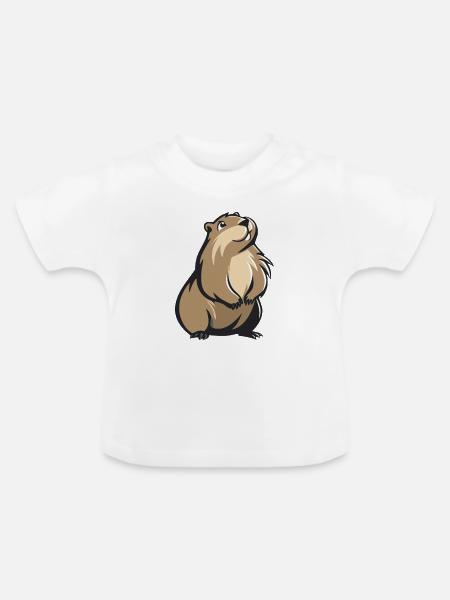 süßes Murmeltier - Baby Bio-T-Shirt mit Rundhals - Weiß