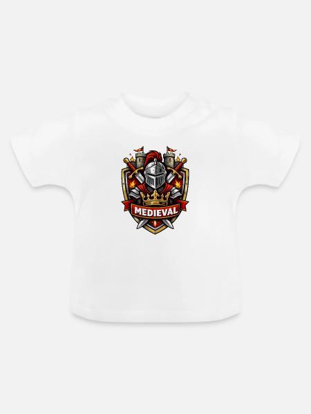 Mittelalter Ritterwappen Burgkrone - Baby Bio-T-Shirt mit Rundhals - Weiß