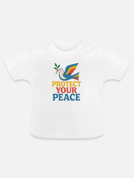 Vibrant Dove Friedensplakat - Baby Bio-T-Shirt mit Rundhals - Weiß
