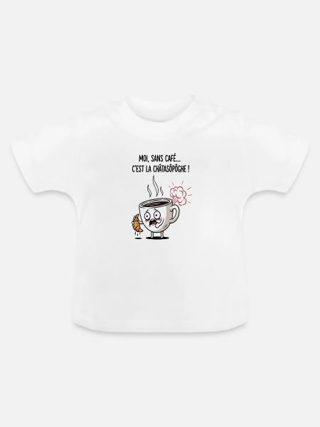 Koffein-Krise-Tassen-Cartoon - Baby Bio-T-Shirt mit Rundhals - Weiß