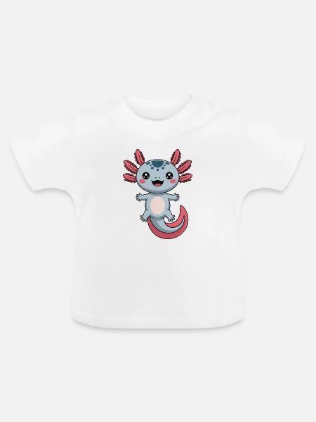 Axolotl Süß Comic - Baby Bio-T-Shirt mit Rundhals - Weiß
