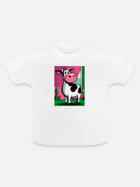 Kuh - Baby Bio-T-Shirt mit Rundhals - Weiß
