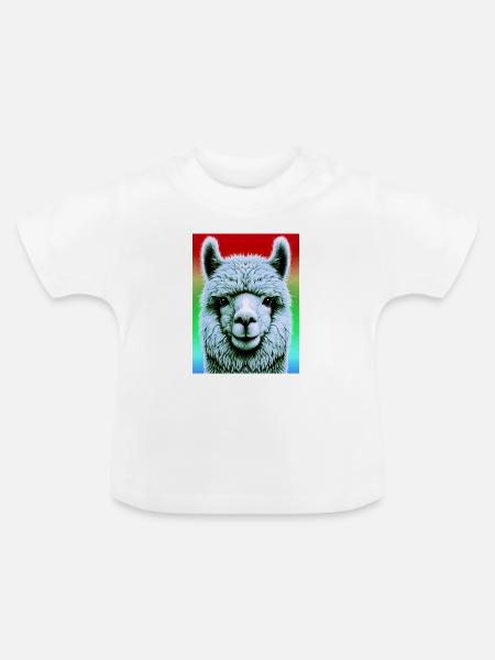 Alpaka - Baby Bio-T-Shirt mit Rundhals - Weiß