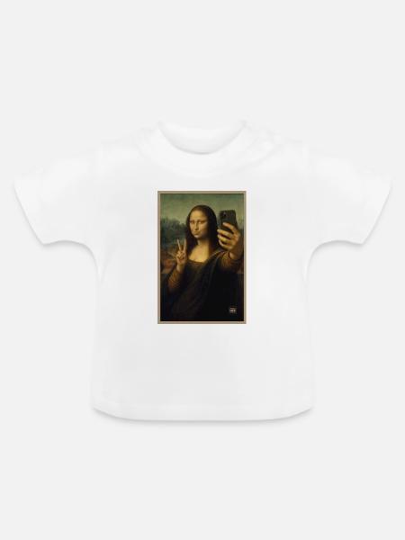 Selfie Mona Lisa Porträt - Baby Bio-T-Shirt mit Rundhals - Weiß