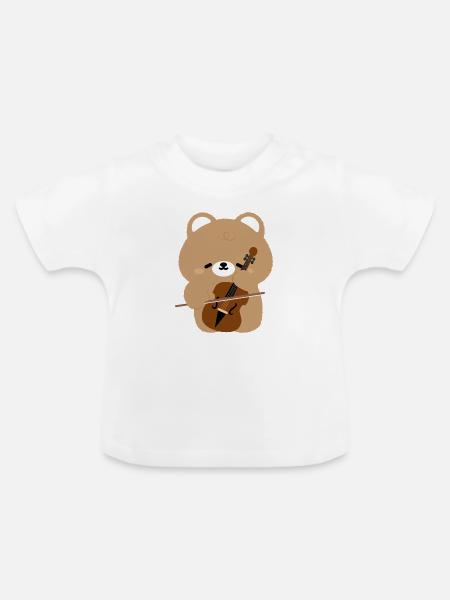 Bären-Cello-Charme - Baby Bio-T-Shirt mit Rundhals - Weiß