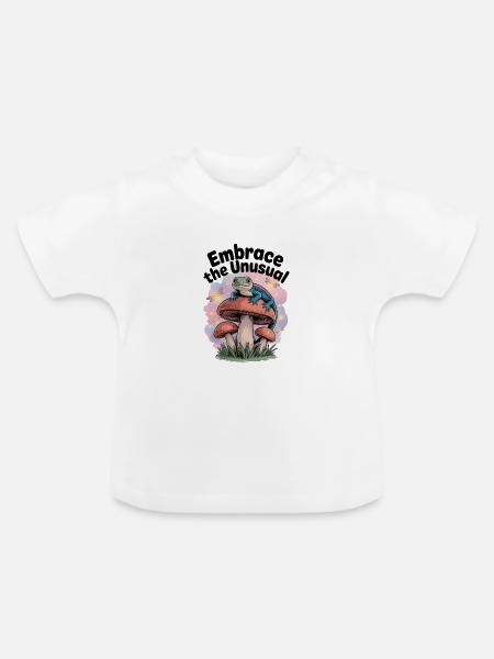 Eidechse auf einem Pilz: Einzigartigkeit - Baby Bio-T-Shirt mit Rundhals - Weiß