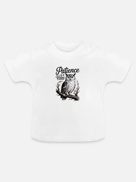 Eule der Weisheit und Geduld - Baby Bio-T-Shirt mit Rundhals - Weiß
