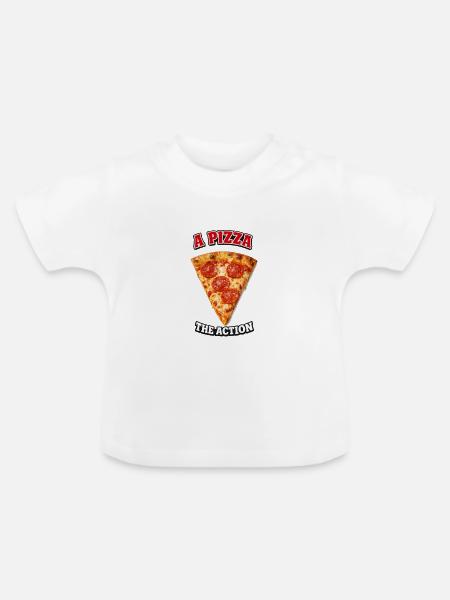 Pizza die Aktion - Baby Bio-T-Shirt mit Rundhals - Weiß