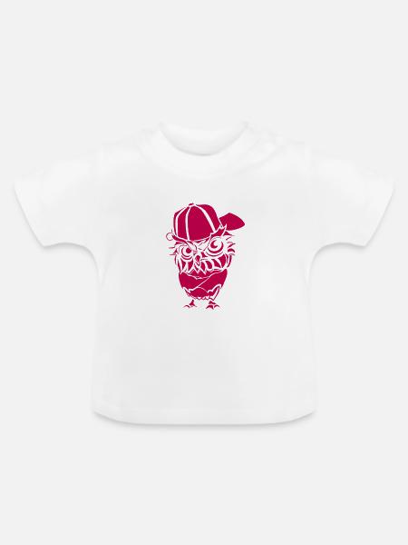 Hip Hopper Eule - Baby Bio-T-Shirt mit Rundhals - Weiß