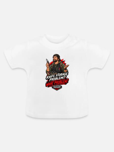 Messeraufbewahrung – Welches Problem? - Baby Bio-T-Shirt mit Rundhals - Weiß