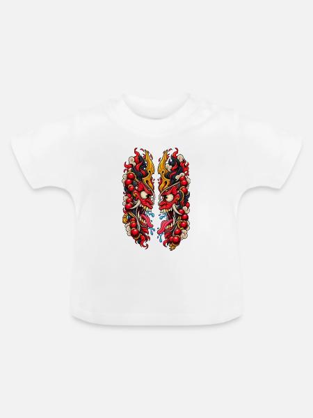 Spiegel Drachen Feuerduo - Baby Bio-T-Shirt mit Rundhals - Weiß