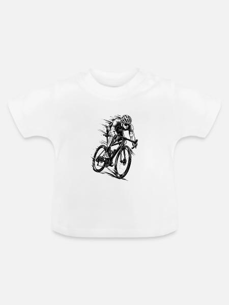 Rennradfahrer in voller Geschwindigkeit - Baby Bio-T-Shirt mit Rundhals - Weiß