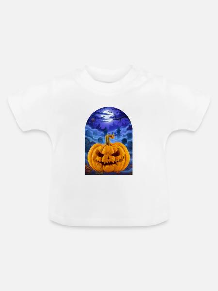 Halloween Pumpkin - Baby Bio-T-Shirt mit Rundhals - Weiß
