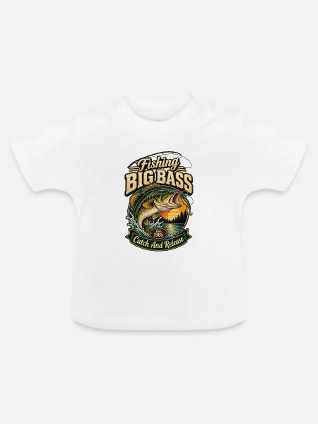 Fang und Freilass des Großbarsch-Angels - Baby Bio-T-Shirt mit Rundhals - Weiß