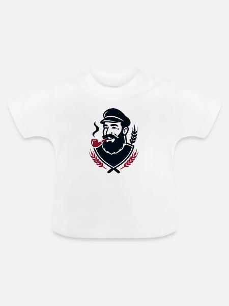 Seebaer Kapitaen Wappen Logo - Baby Bio-T-Shirt mit Rundhals - Weiß