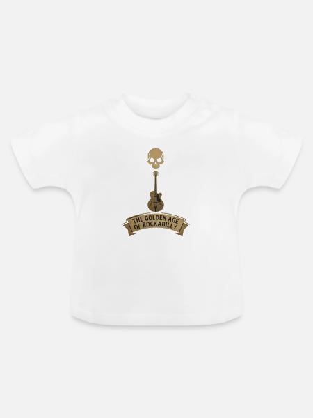 Golden Age Rockabilly Skull Gitarre - Baby Bio-T-Shirt mit Rundhals - Weiß