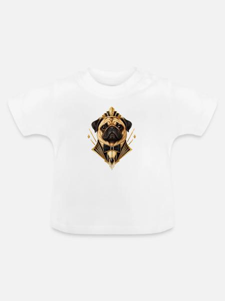 Mops Hund süßer Mops niedlicher Mops - Baby Bio-T-Shirt mit Rundhals - Weiß