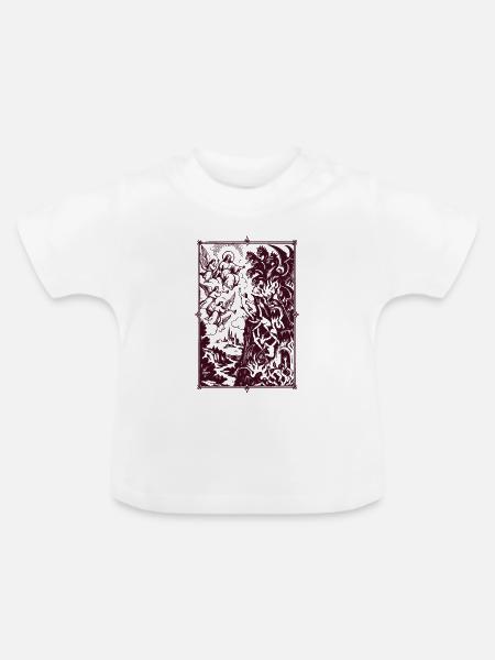 Ritterszene und Drachen im Rahmen - Baby Bio-T-Shirt mit Rundhals - Weiß