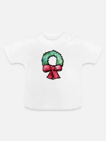 Grüne Afro-Krone mit roter Schleife - Baby Bio-T-Shirt mit Rundhals - Weiß