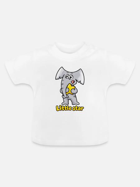 Kleiner Sternelefant Charlie - Baby Bio-T-Shirt mit Rundhals - Weiß