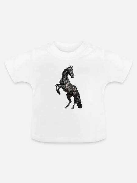 Pferd Hengst - Baby Bio-T-Shirt mit Rundhals - Weiß