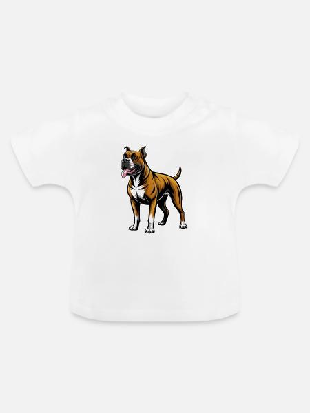 Boxer Dog Stand - Baby Bio-T-Shirt mit Rundhals - Weiß