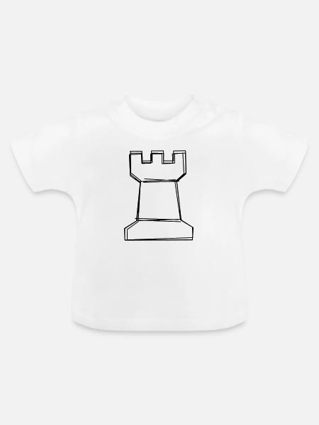 Schachturm handgezeichnet - Baby Bio-T-Shirt mit Rundhals - Weiß