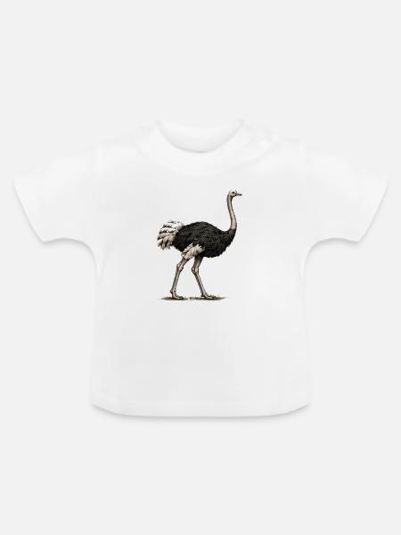 GEEKLEY – Bestiarium – Strauß - Baby Bio-T-Shirt mit Rundhals - Weiß