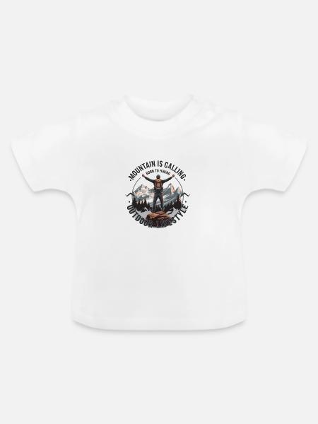 Mountain is Calling Outdoor - Baby Bio-T-Shirt mit Rundhals - Weiß