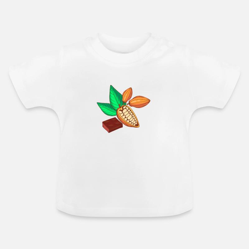 Cacao chocolat cacao fève de cacao - T-shirt bio col rond Bébé - blanc