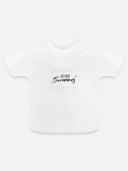 keep swimming - Baby Bio-T-Shirt mit Rundhals - Weiß
